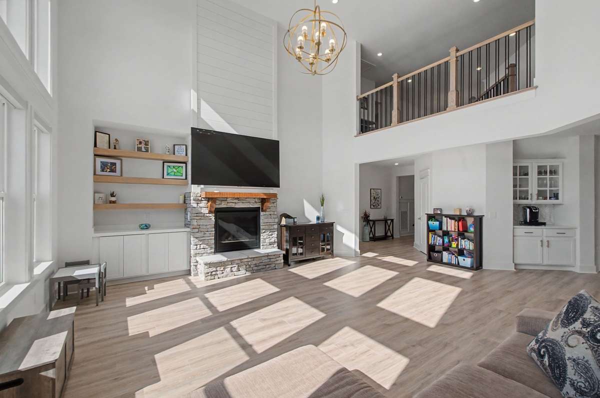 Built in shelving in the family room
