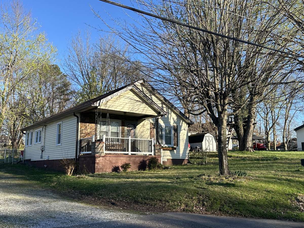 Front of the house with a shared driveway