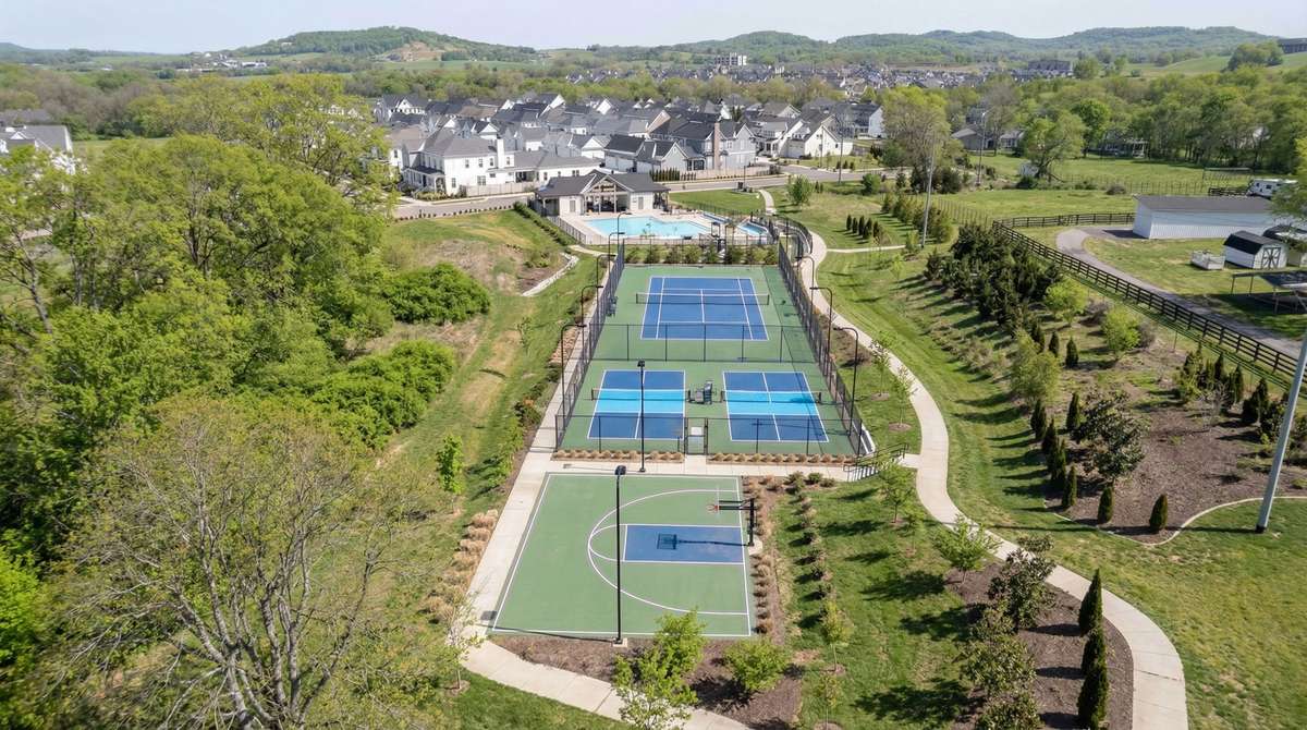 Walking trails surround the neighborhood amenities.