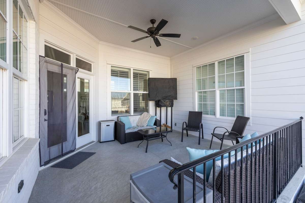 Covered back porch is the perfect place for a morning coffee and watching the sunrise, or enjoying your favorite afternoon tv program.