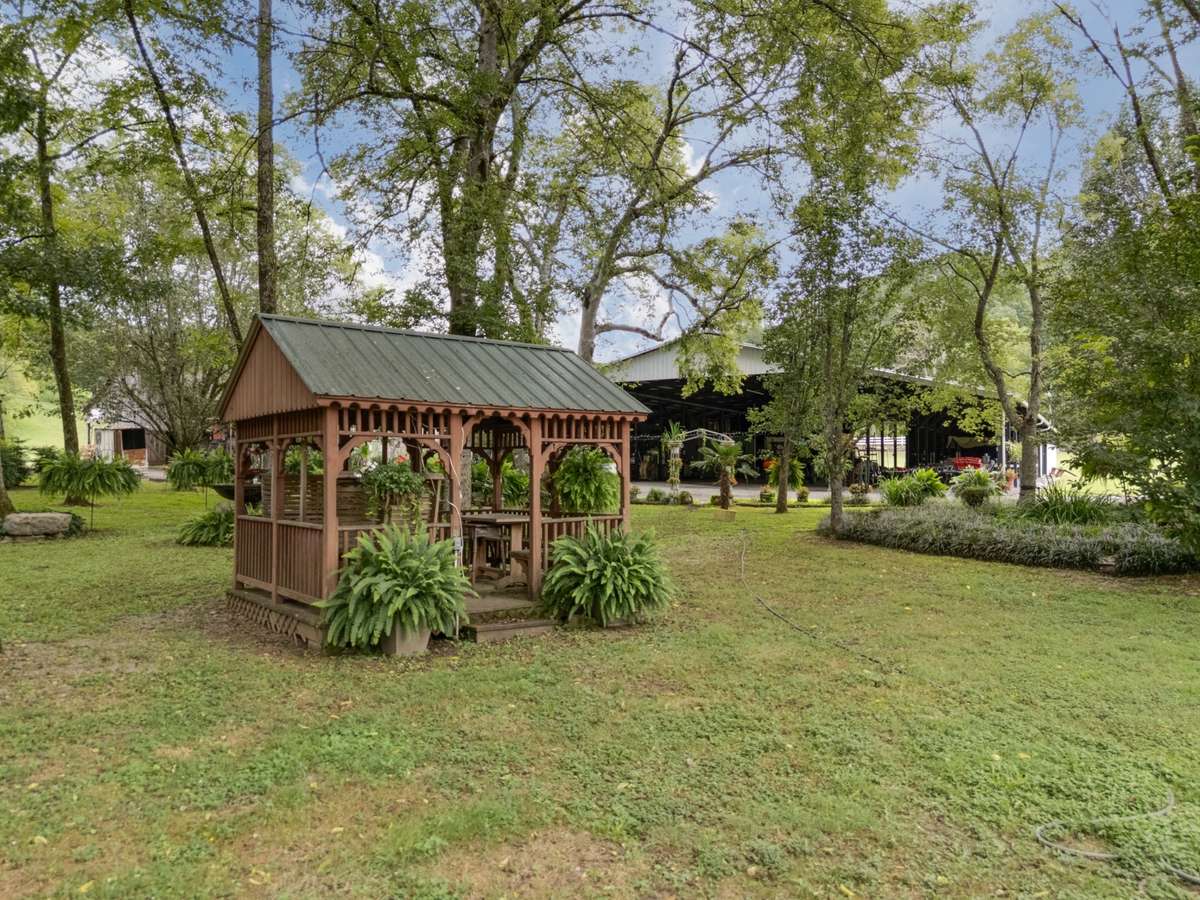 On-site pavilion offering flexible outdoor space for private events, weddings, or everyday enjoyment, thoughtfully placed within the property’s grounds for privacy and ease of access.