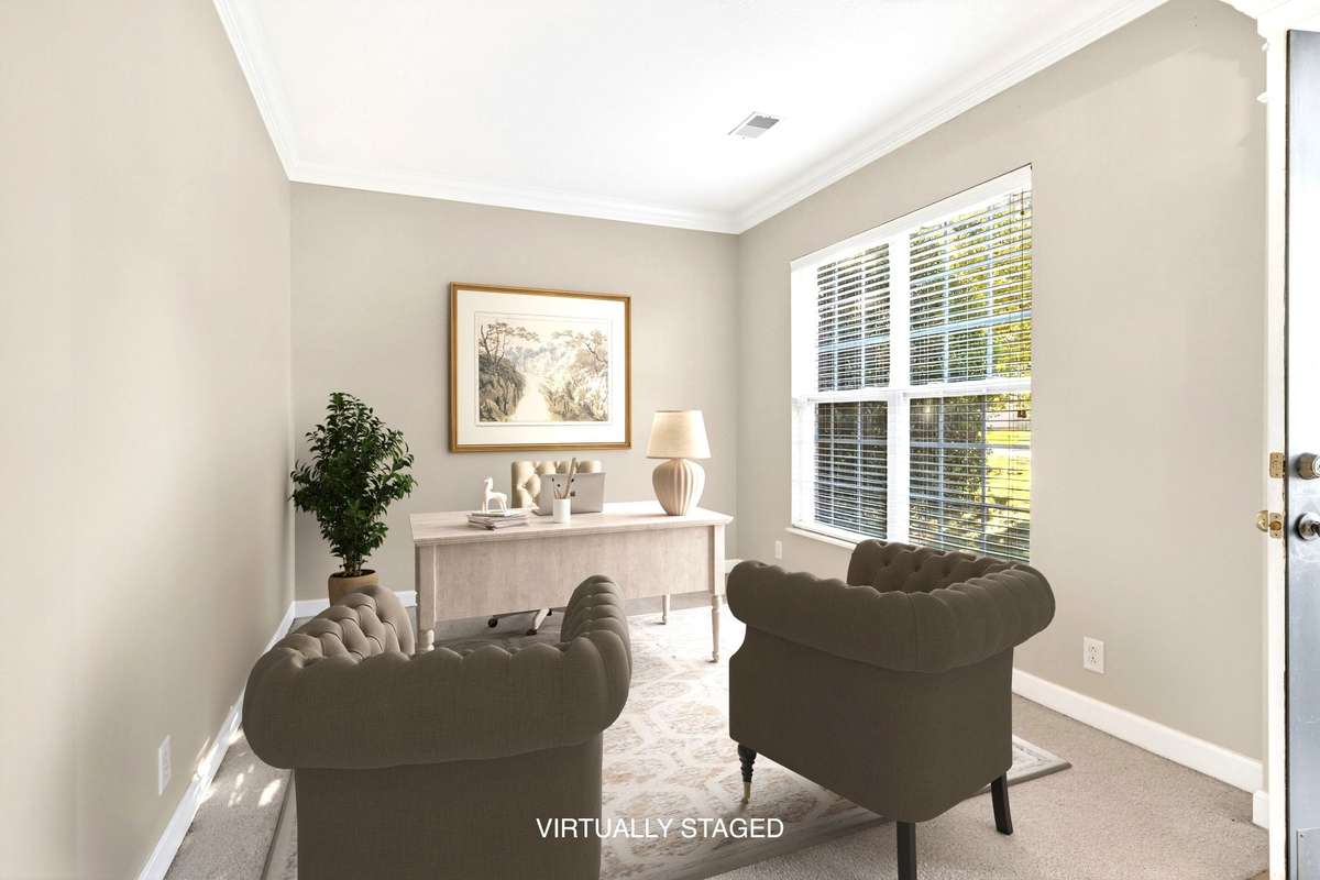 Formal living room Virtually Staged for an at-home office!