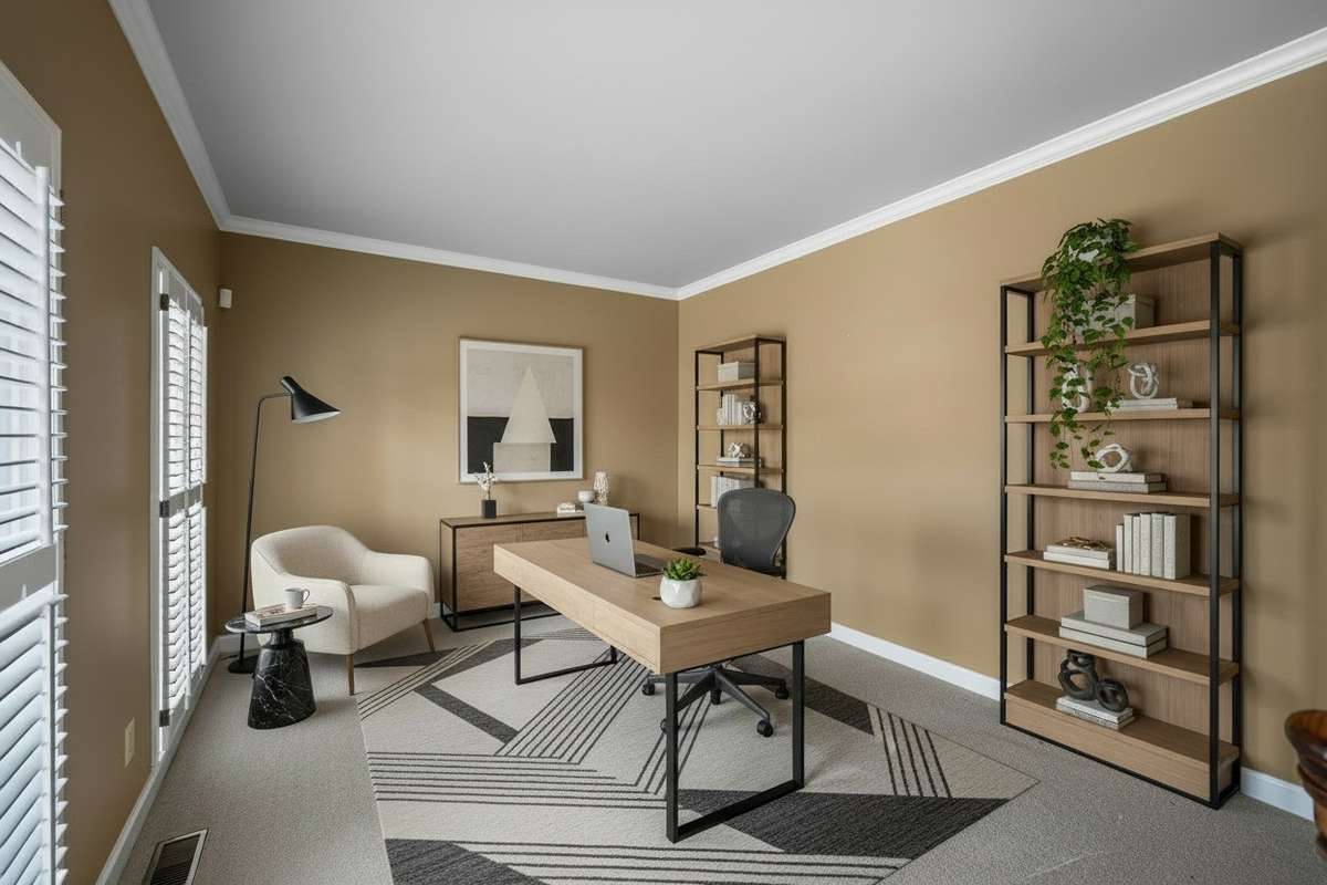 Living Room Virtually Staged as Office