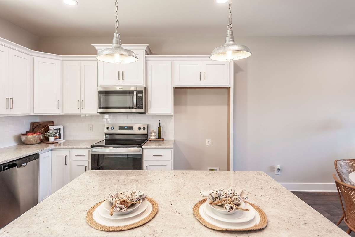 The granite countertops are a great accent for this space.