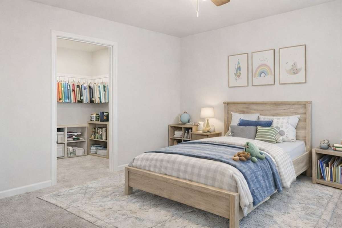 virtually staged guest bedroom (current owners use this room as a home office)