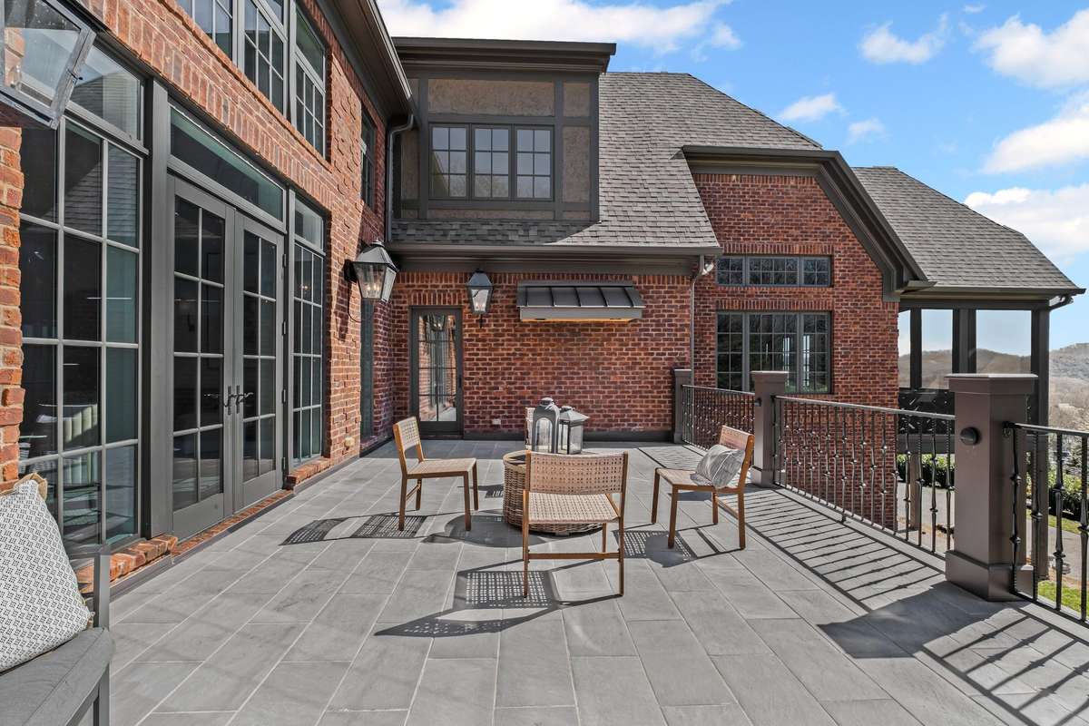 Stunning back patio with breathtaking views of Williamson County.