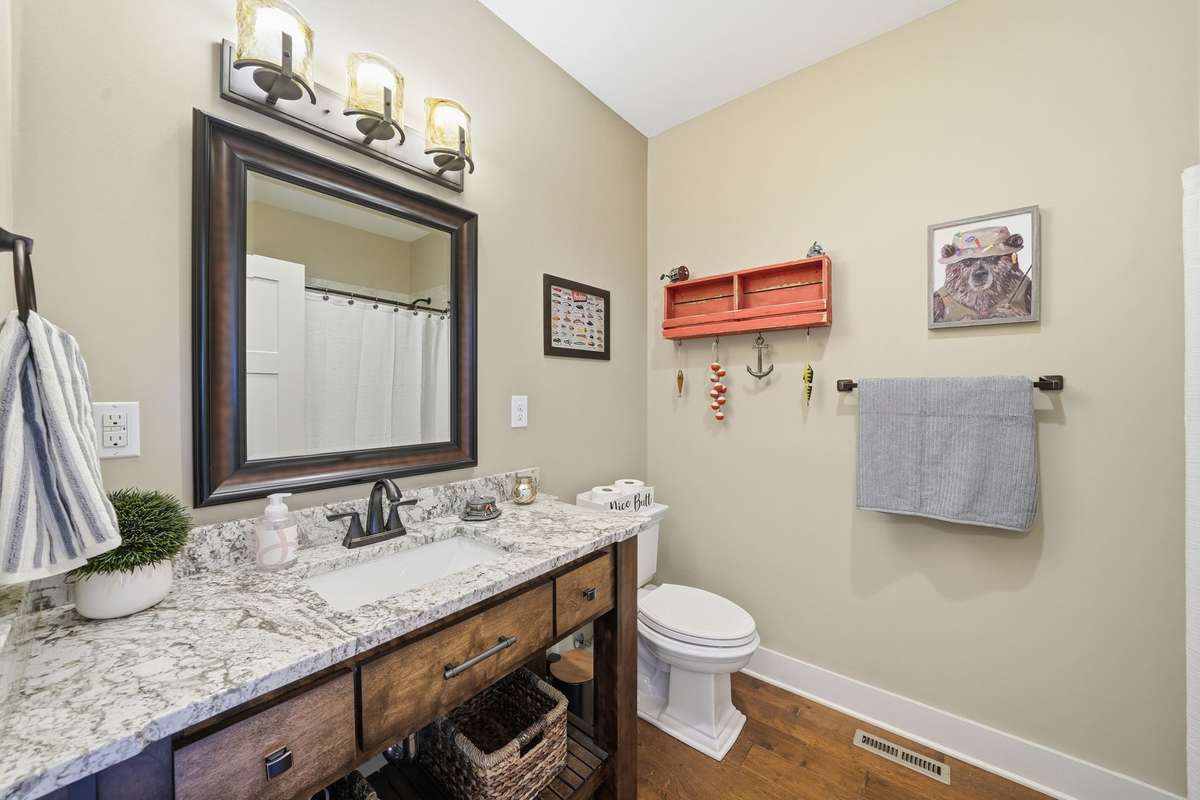Main level, full bath for guests