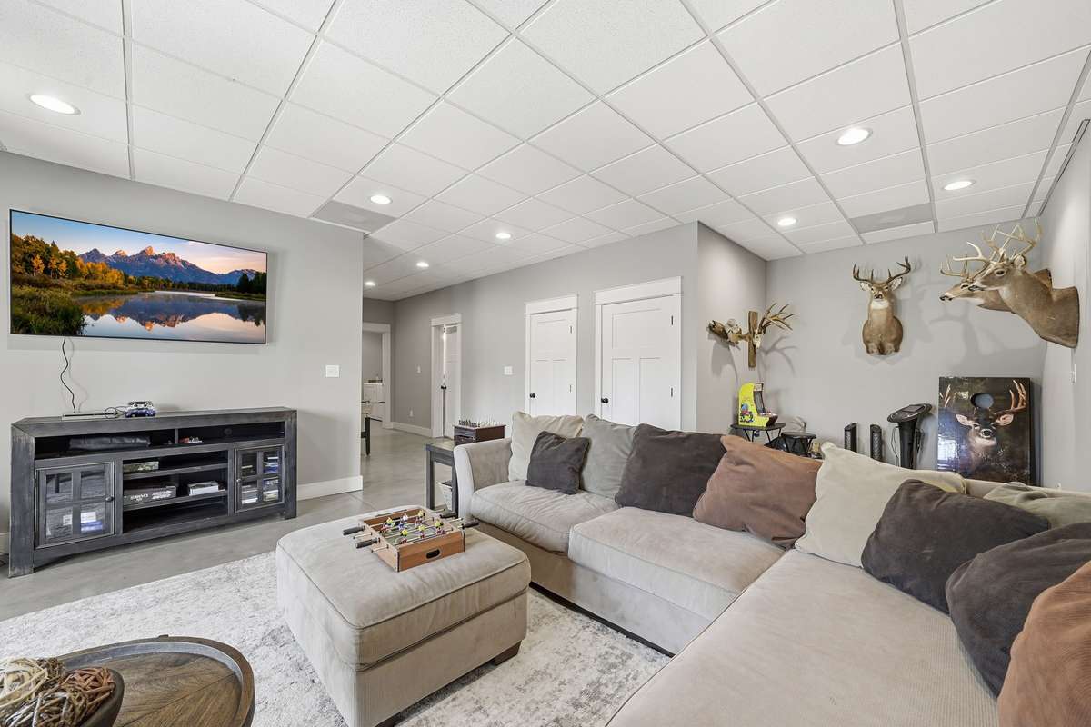 Basement level living room. Perfect space for guests, kids, mancave....you name it this space can host it!