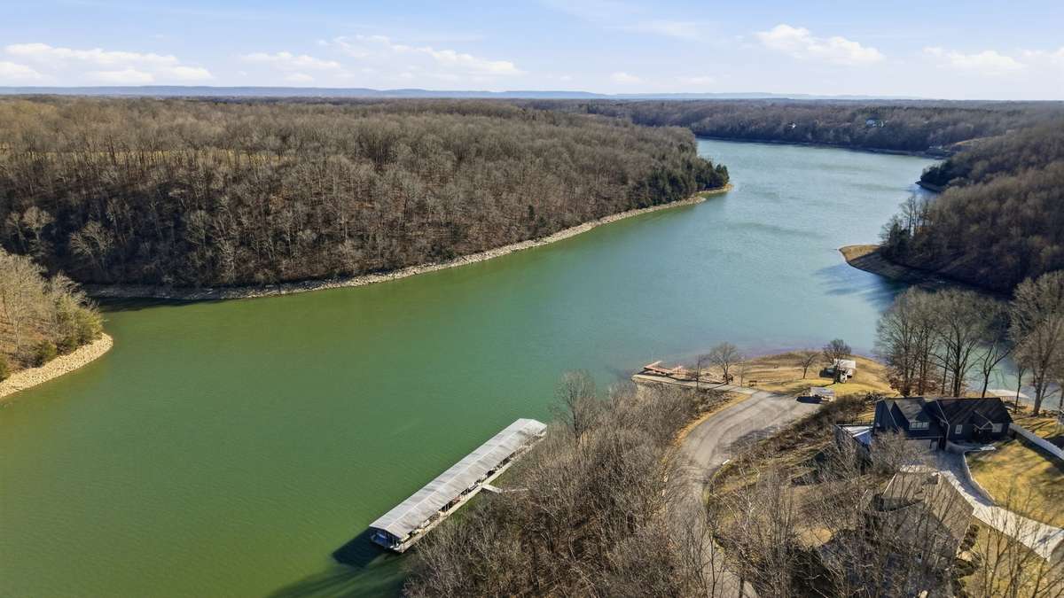 Gorgeous Tim's Ford Lake, Aerial view of community boat dock, and launching ramp.