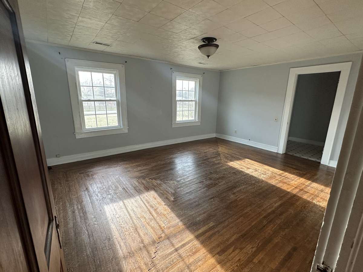 Living room, facing the front of the home