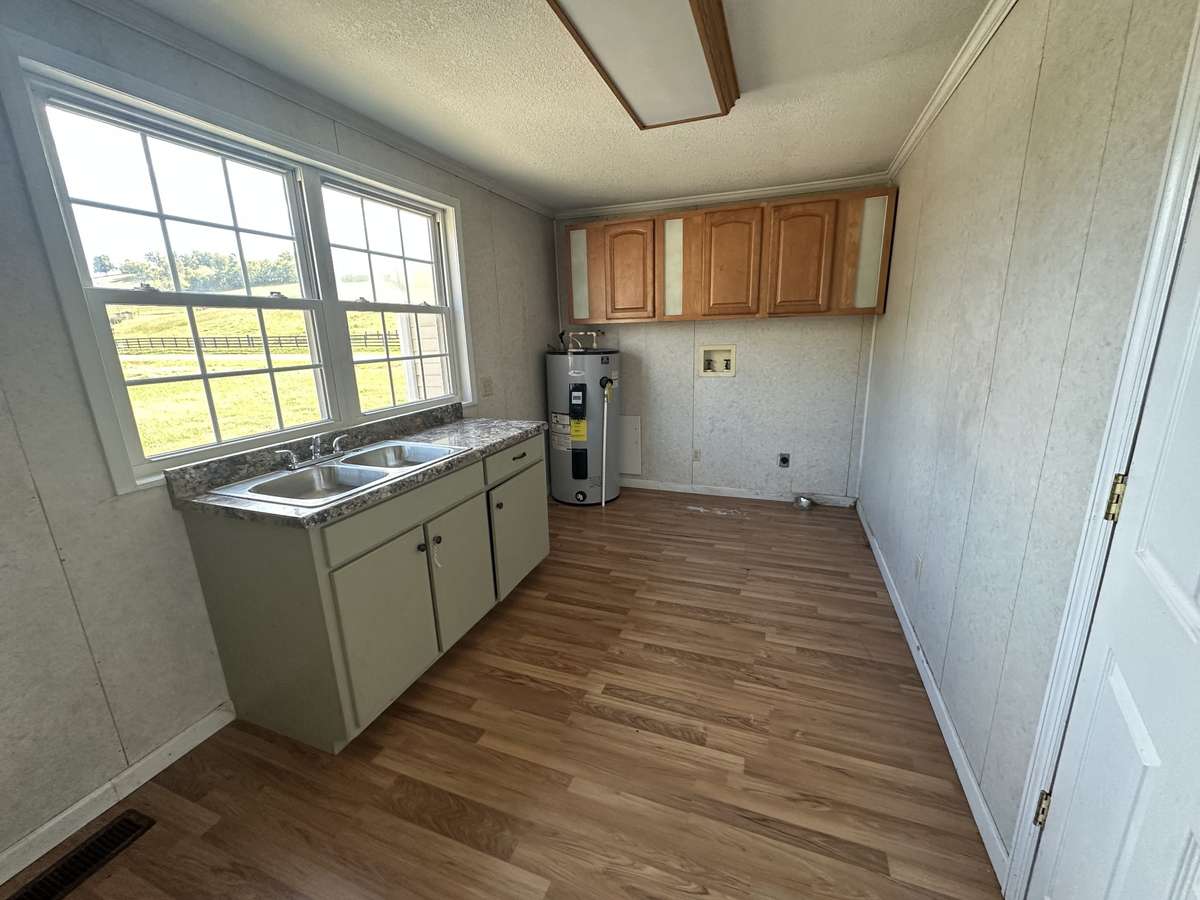 Mudroom with access from back porch