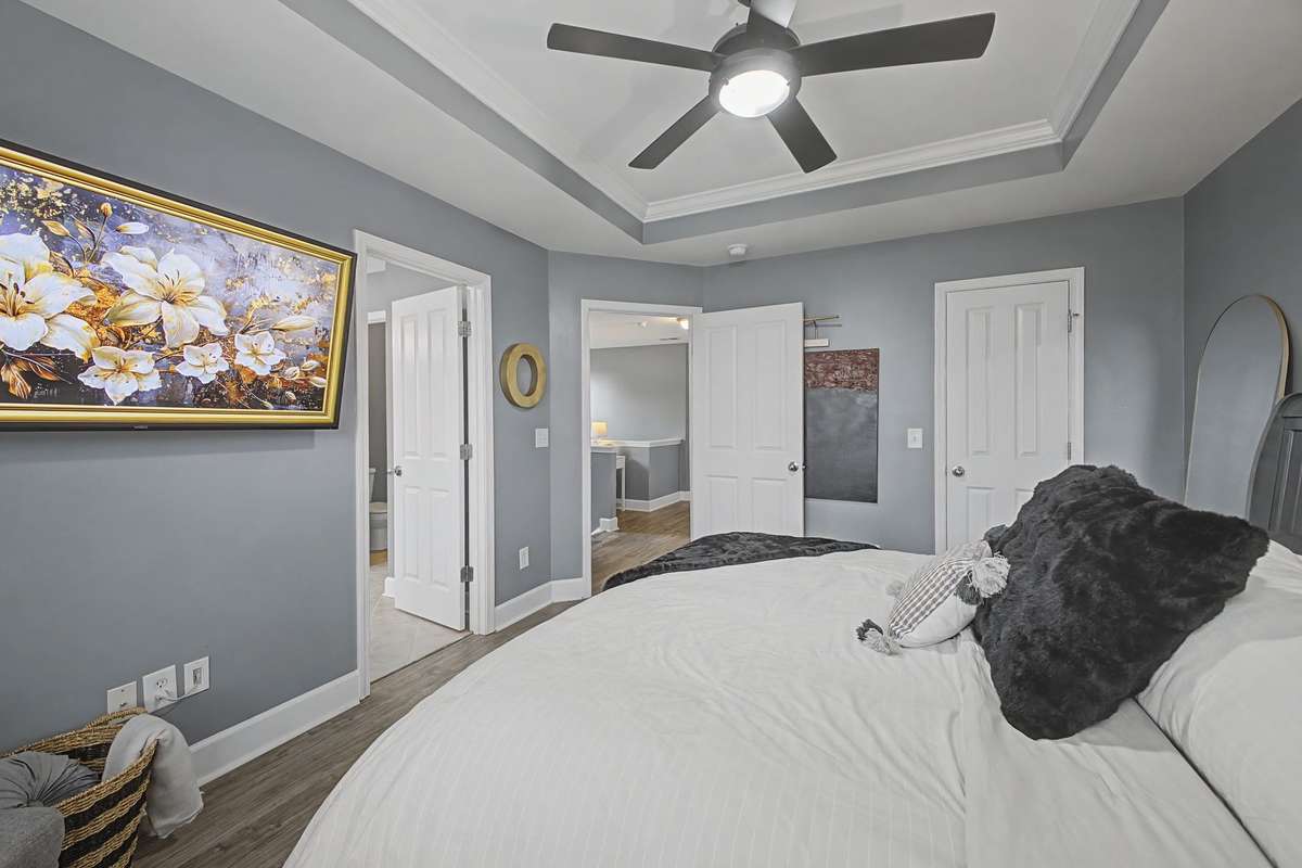 Primary bedroom has a walk-in closet