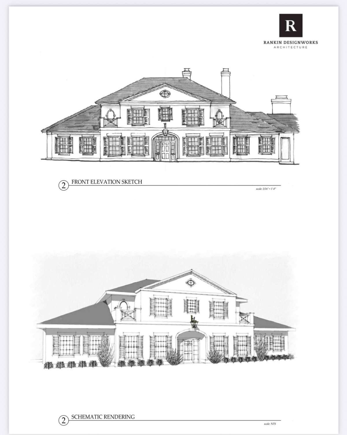 Potential exterior enhancements drawn by Charlie Rankin