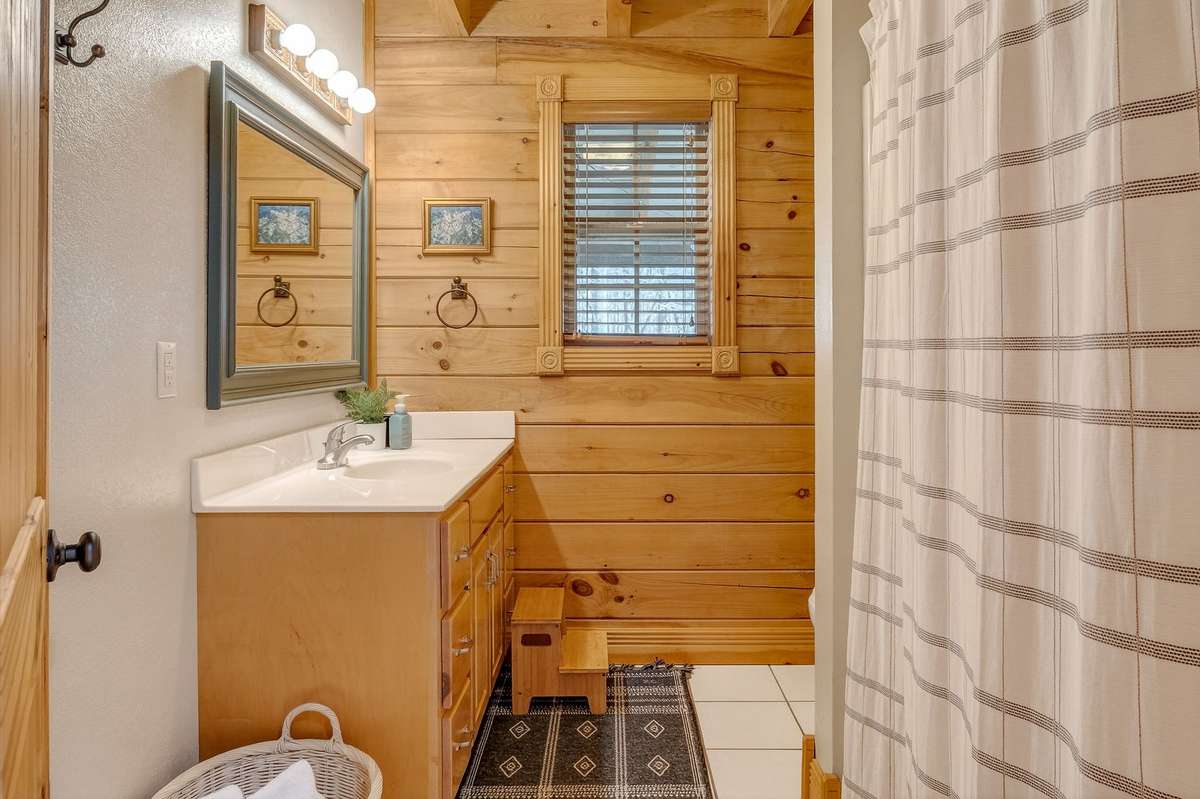Main level bath has tub/shower combination.