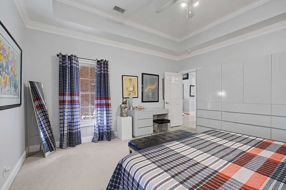 Large primary bedroom with choices for bed placement.