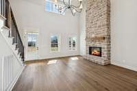 Great room with stone fireplace