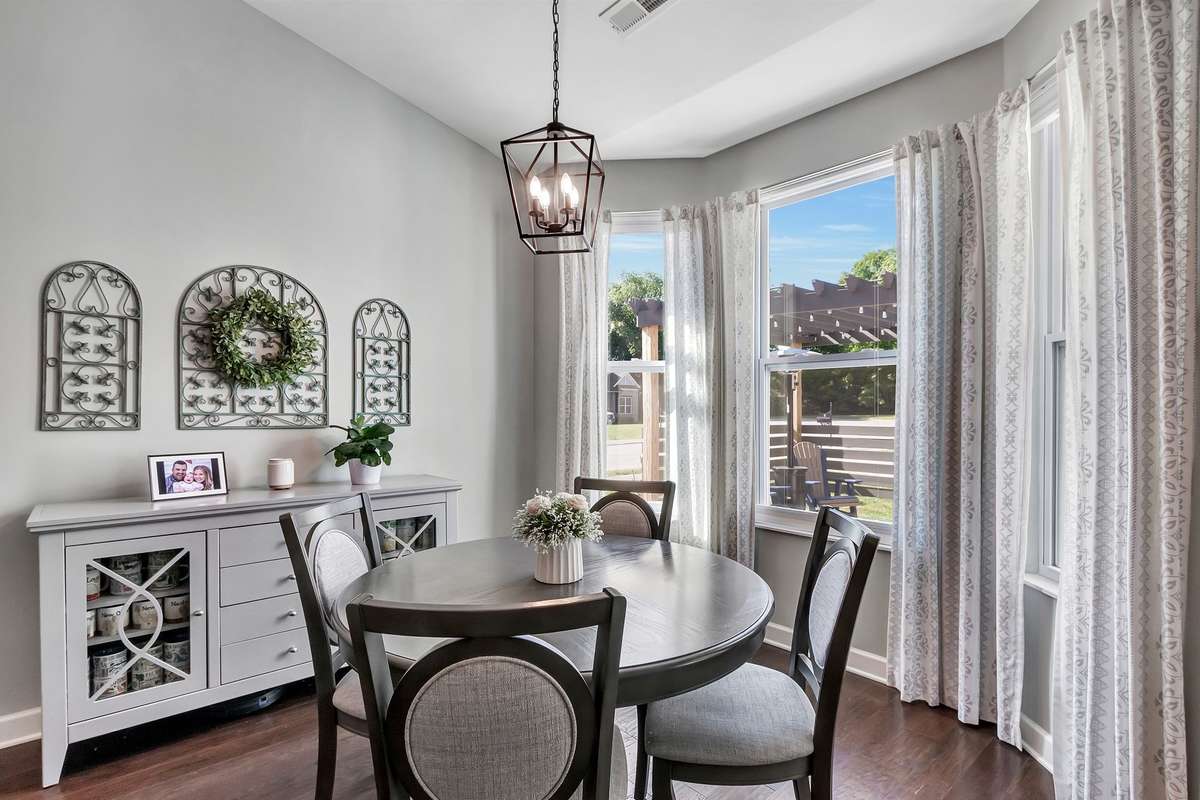 The breakfast nook is right off the kitchen. Perfect for daily meals.