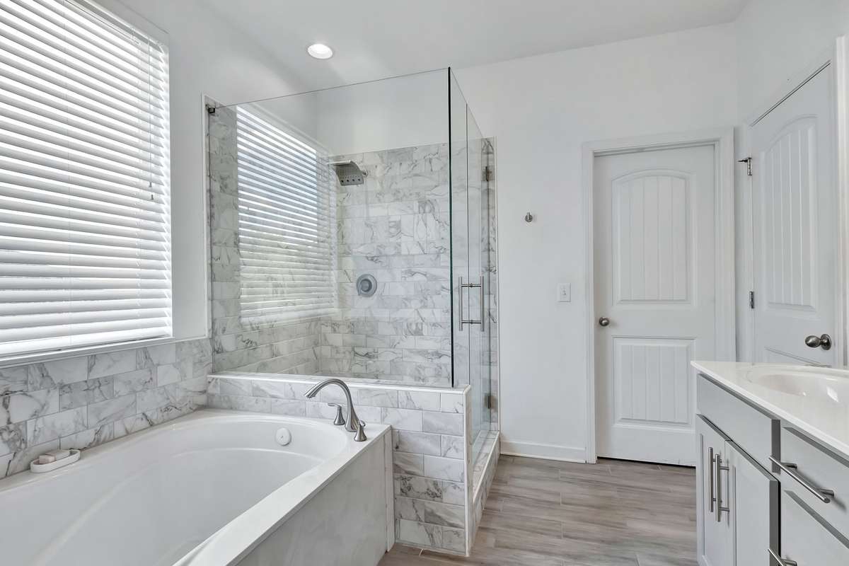 Soaking tub and roomy walk-in shower. Perfect combo