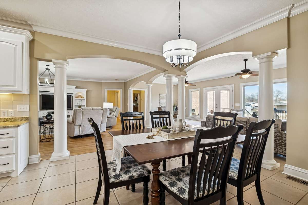 More views of the casual dining space that opens to flex room and back porch!