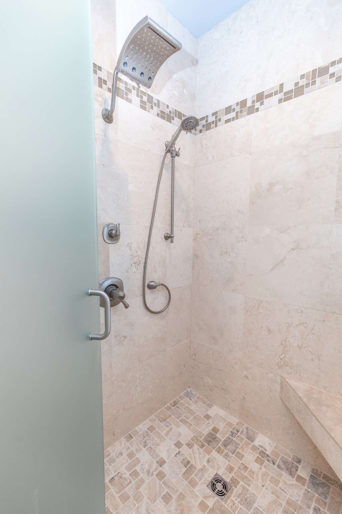 Customer tile shower with frosted door