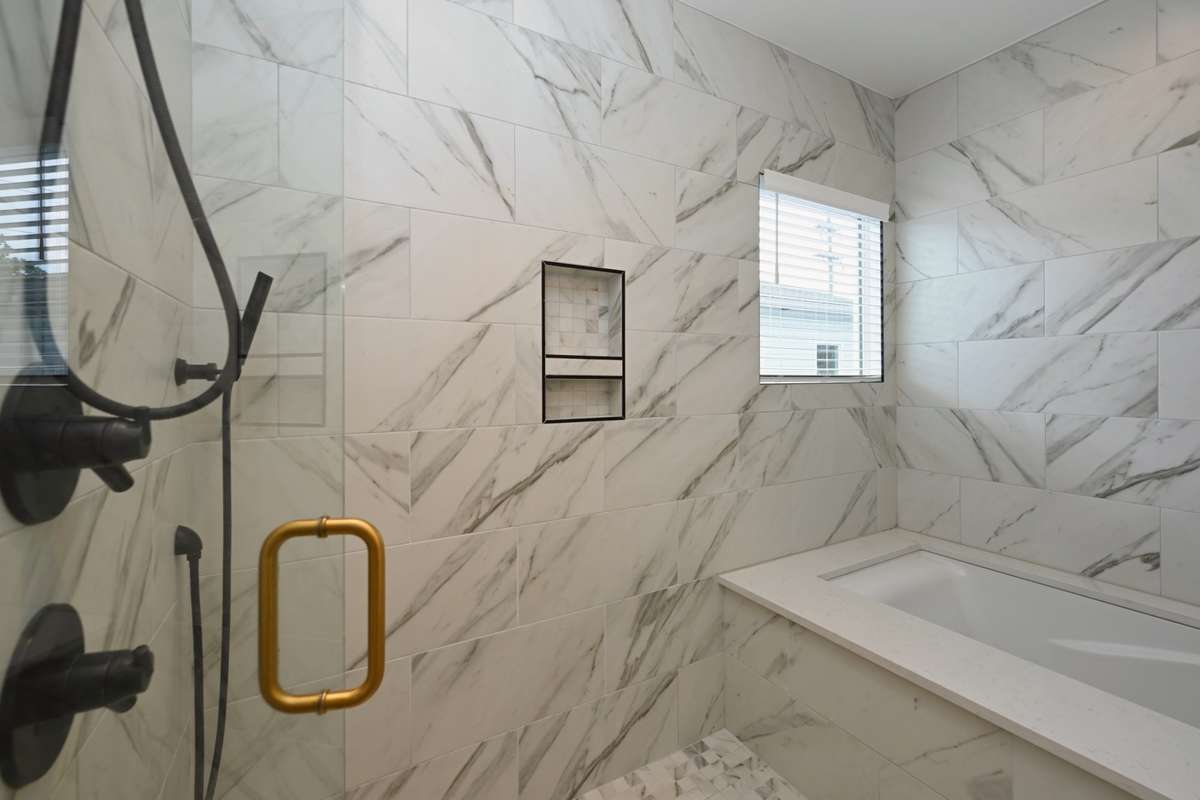 large shower with tub inside--extra cool