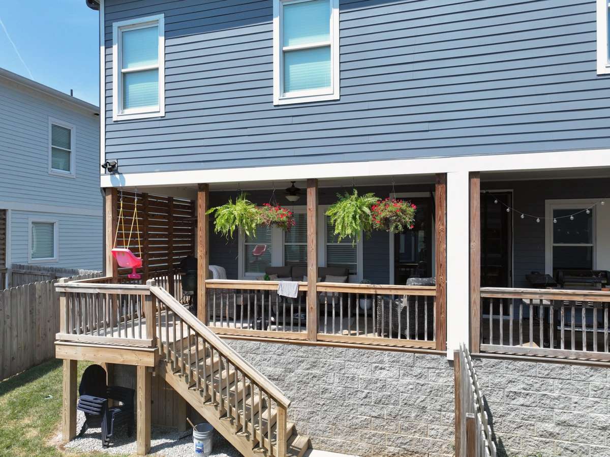 Covered back porch with  privacy