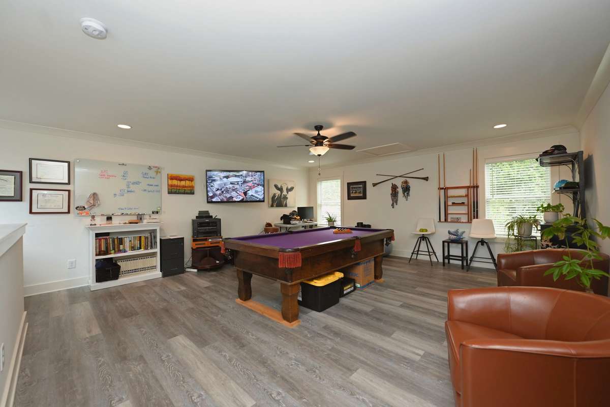Large rec room/office over two car garage