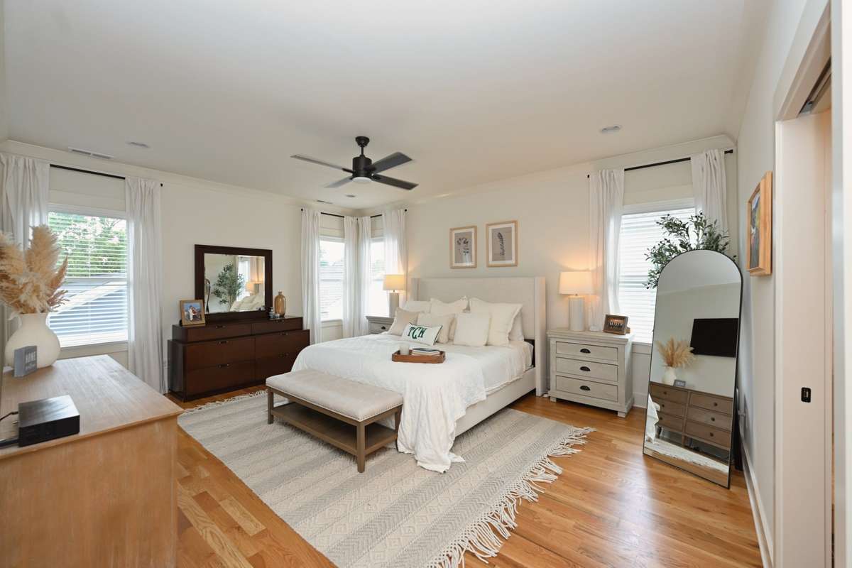 Large primary suite with two walk in closets