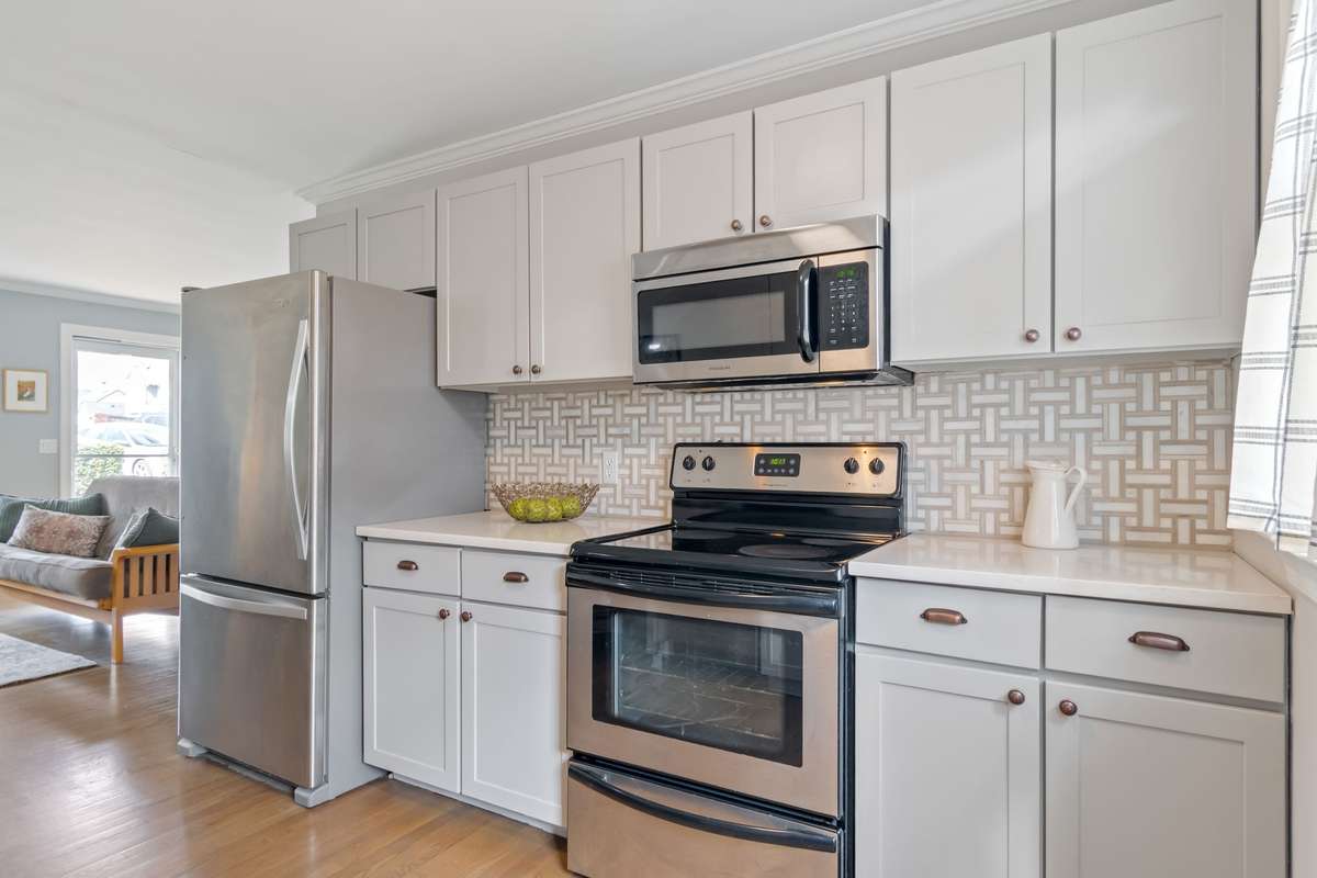 Plenty of cabinets and countertops.