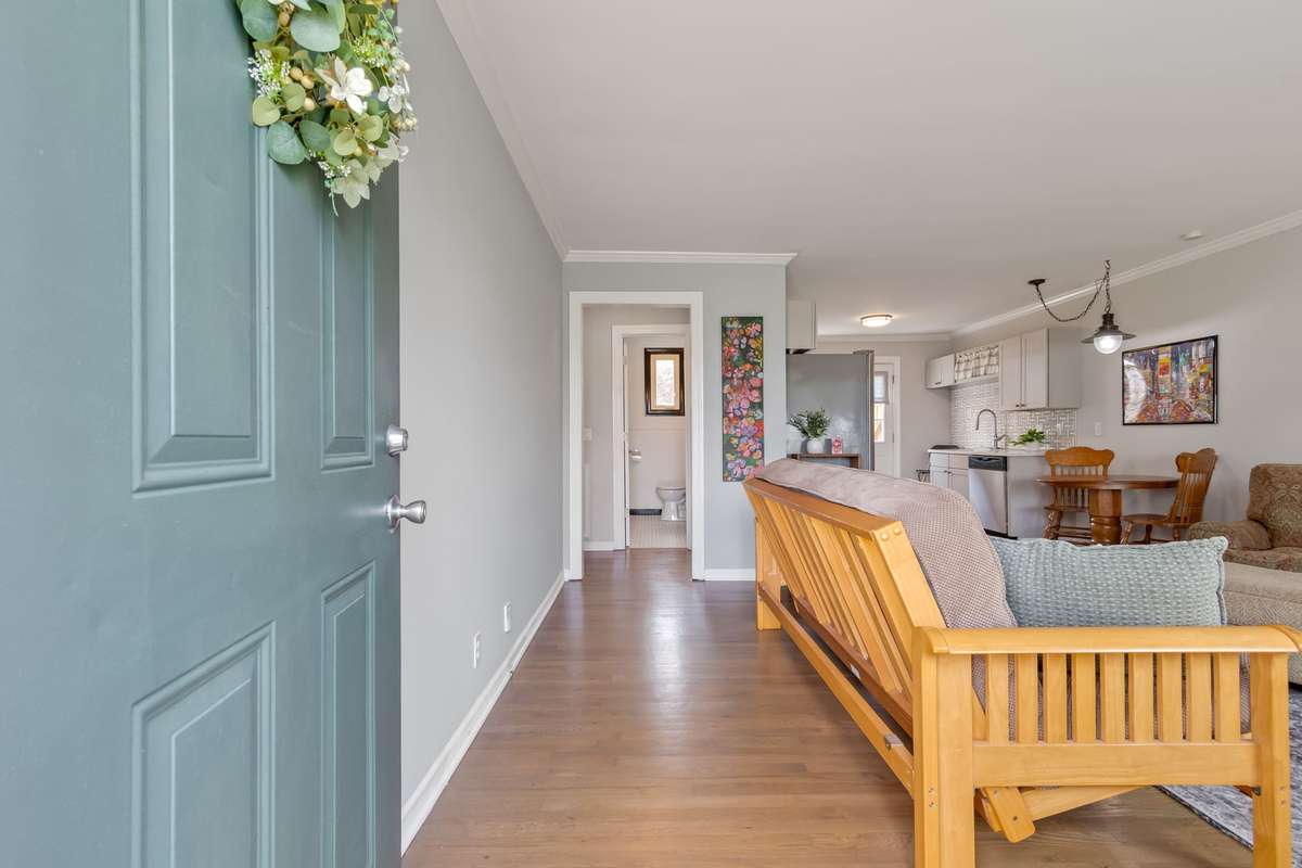 The natural light flows into this precious garden condo.