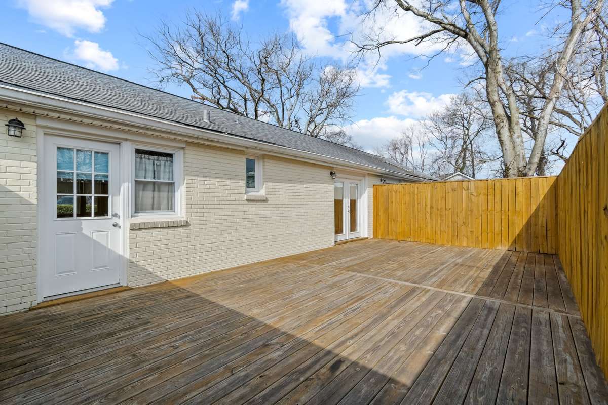 Private with room to create several spaces for dining, entertaining, relaxing, and lounging.