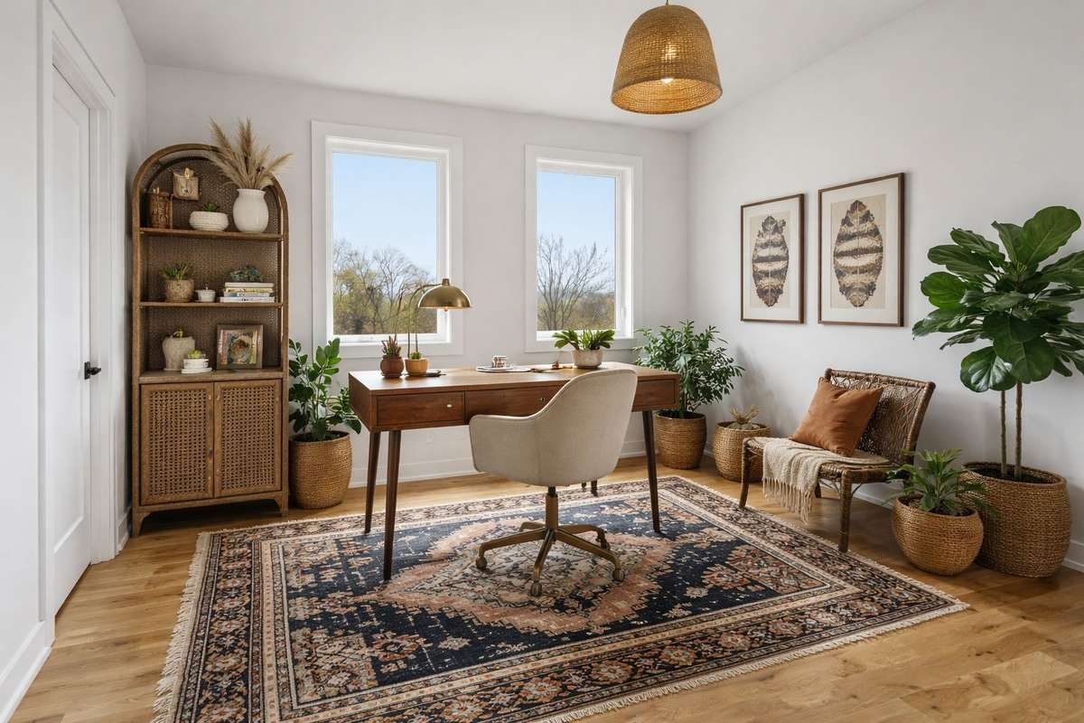 Bedroom 5/Home Office: Light-filled flex space perfect for a bedroom, home office, creative studio, or quiet retreat with elevated views overlooking Shelby Park and Golf Course.