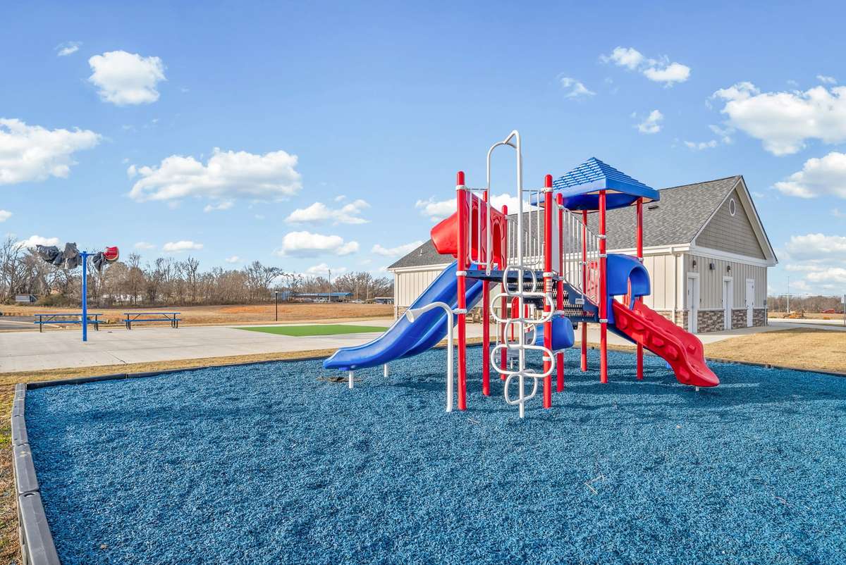 Playground, basketball court & splash pad