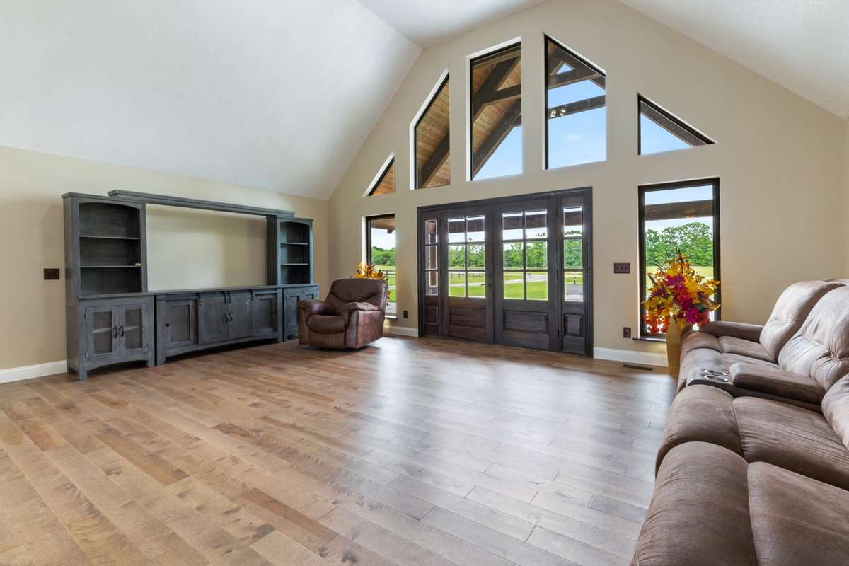 Natural light pours into the main level living room