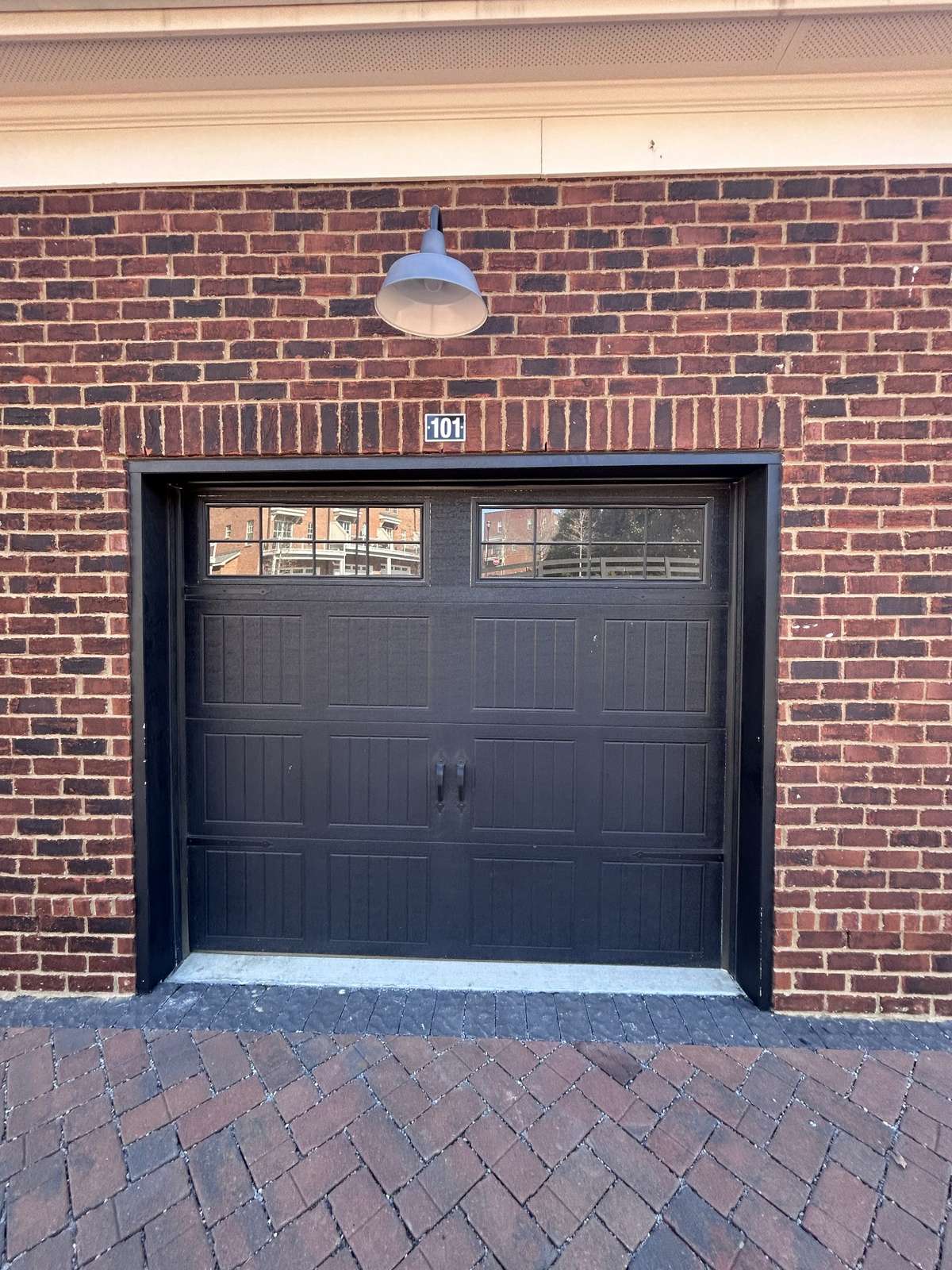 Nice deep one car garage with door opener and pedestrian door in back allows you to enter without opening large overhead door.