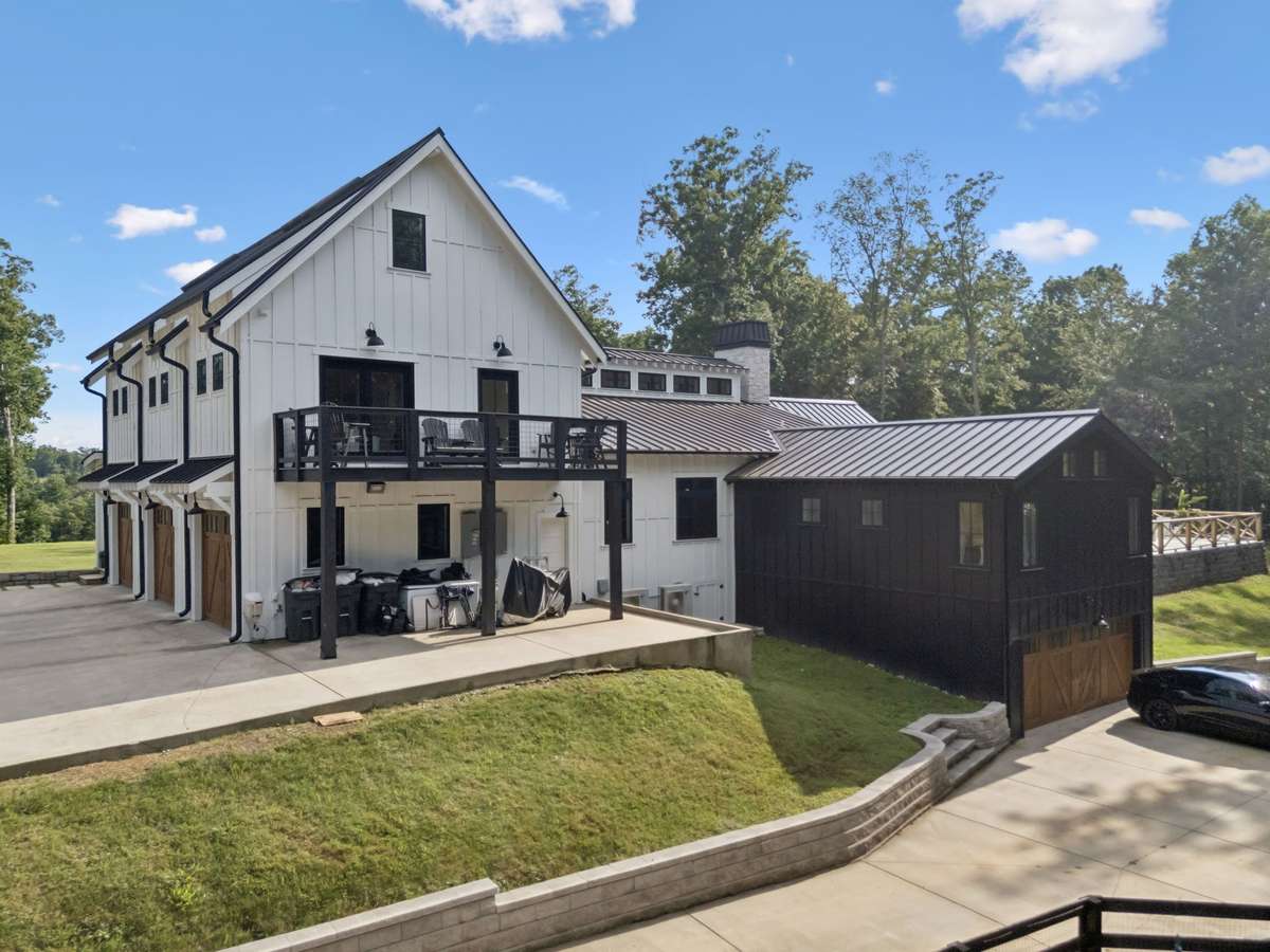 View of the back side of the custom home.