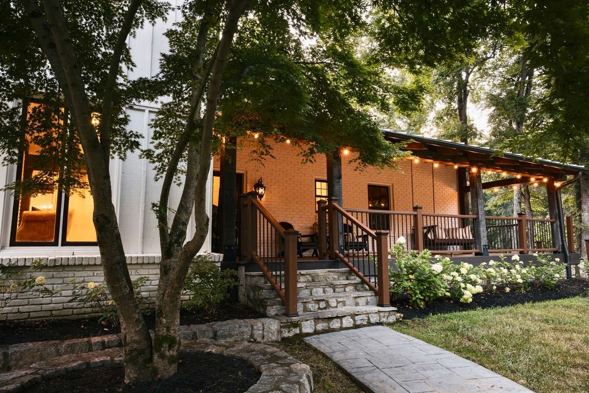 Beautiful front porch at 5530 Pinewood Road.