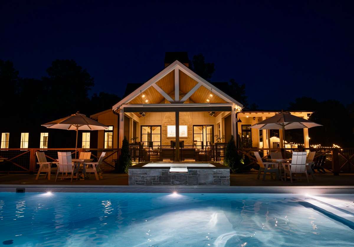 Night view of pool and screen porch!