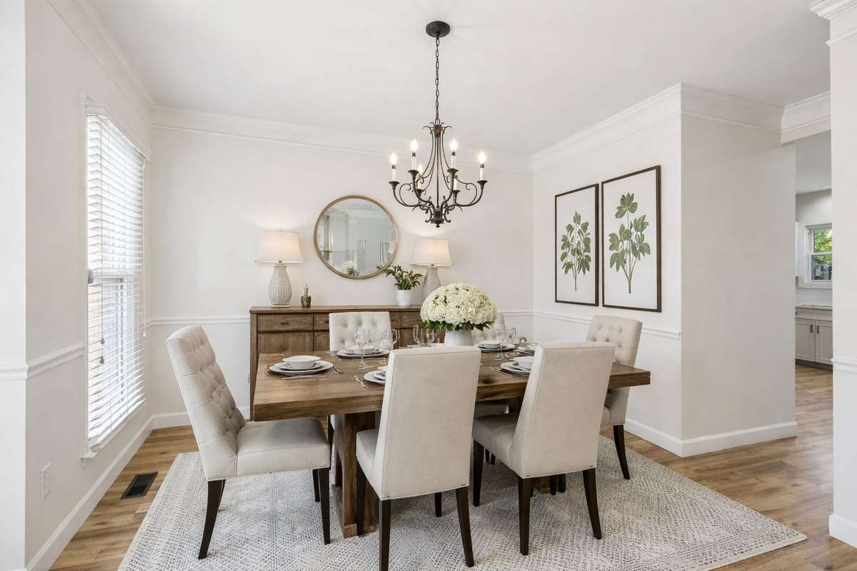 Staged dining room.