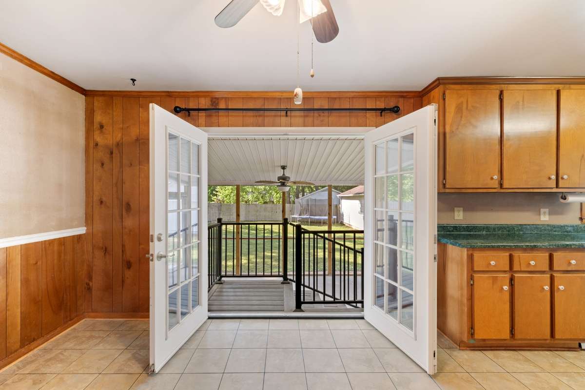 View from Dining/Kitchen Area going out onto the screened porch.