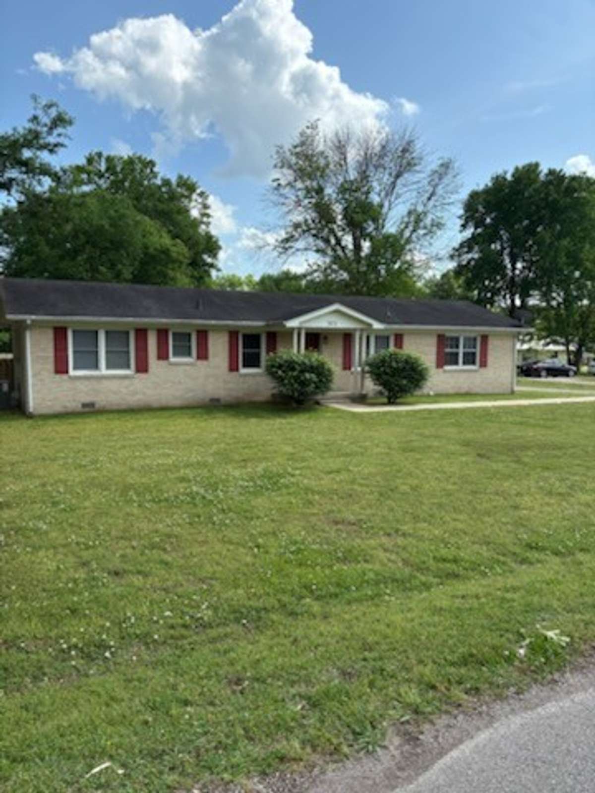 View of front yard and trees in back yard