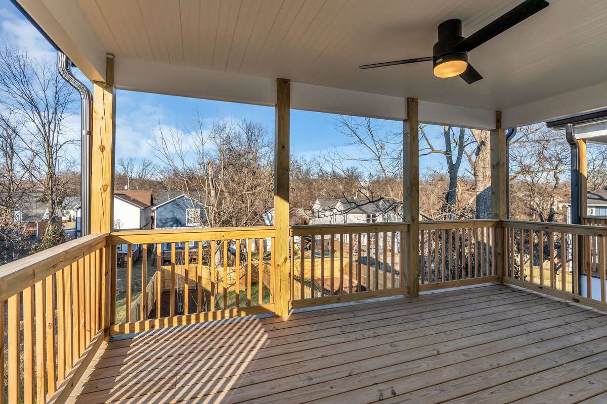 Upper balcony off the primary bedroom. Hello morning coffee!