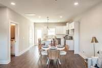There is a plenty of room for a dining area in this space.