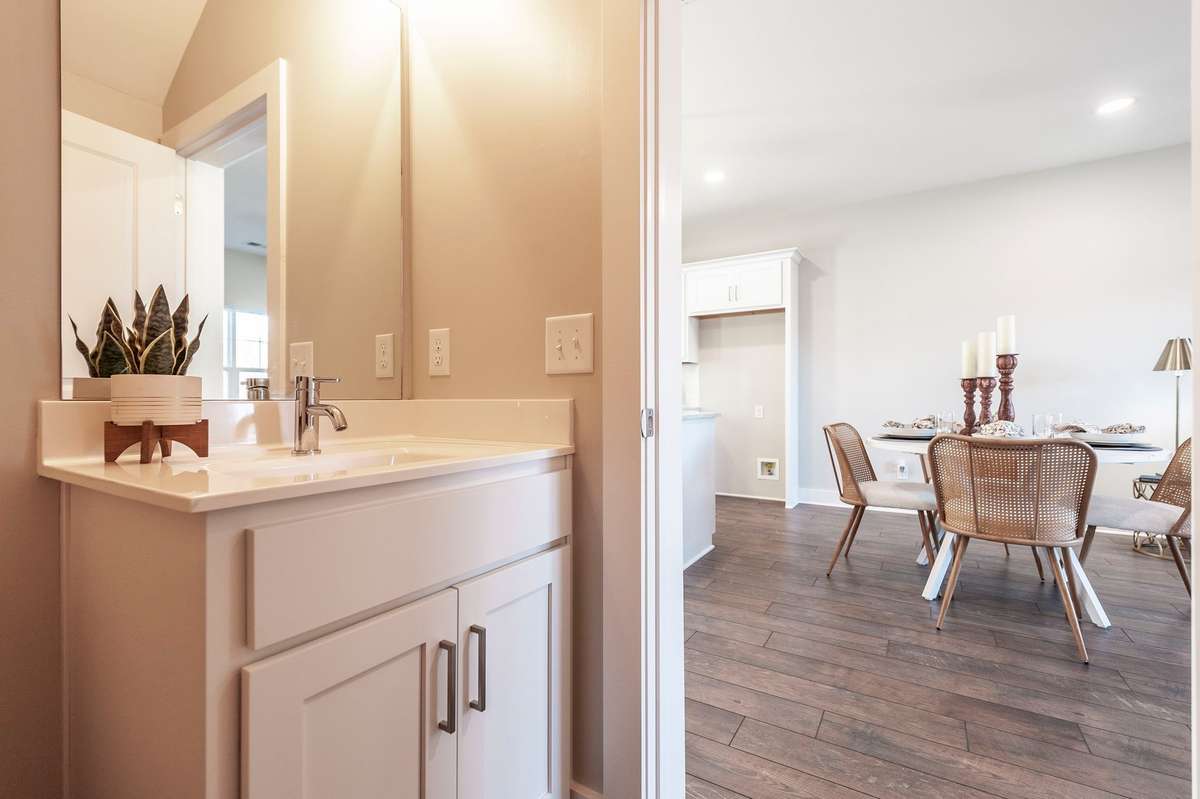 Here is a look at the powder room just off the main living area.
