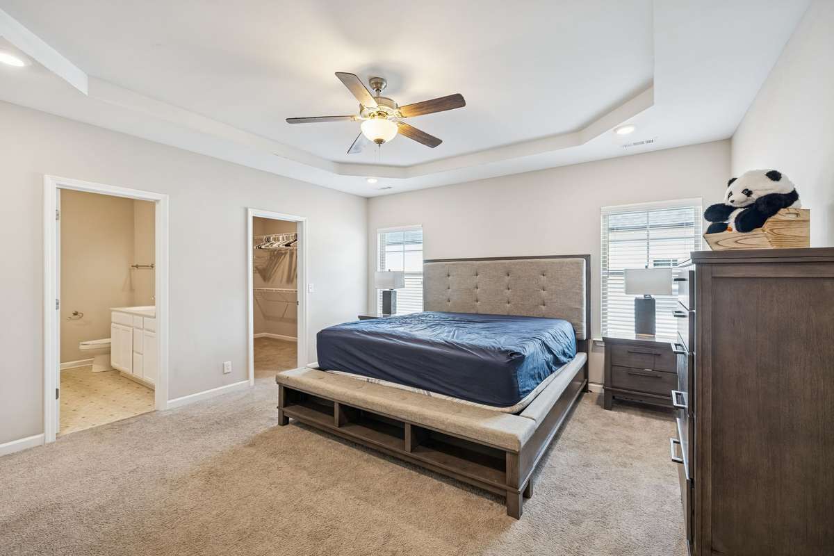 Owner's retreat features a trey ceiling with fan, recessed lighting, and plush carpeting! 501 Ruby Cate Way, Murfreesboro, TN 37128