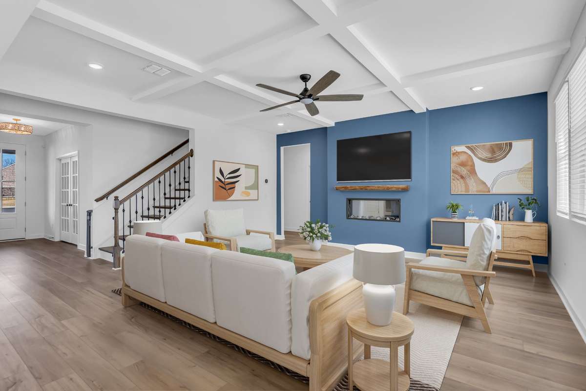 Living room virtually staged