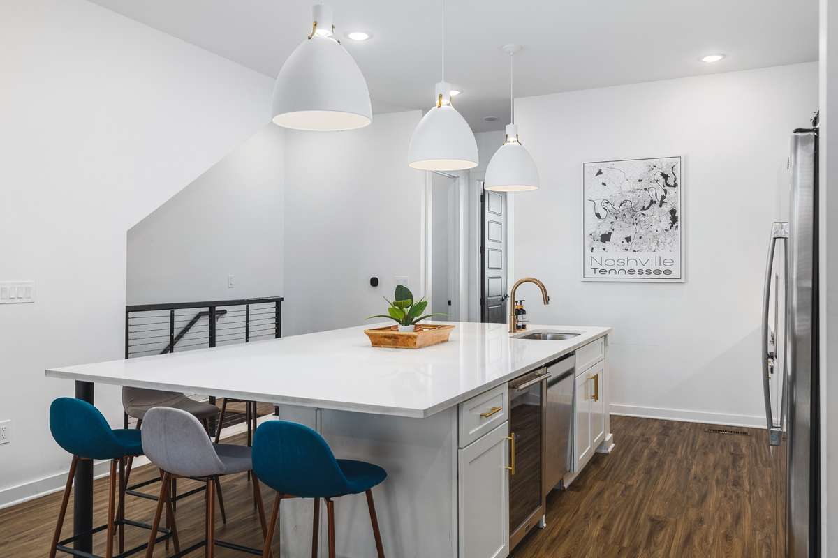 Wine fridge under kitchen island