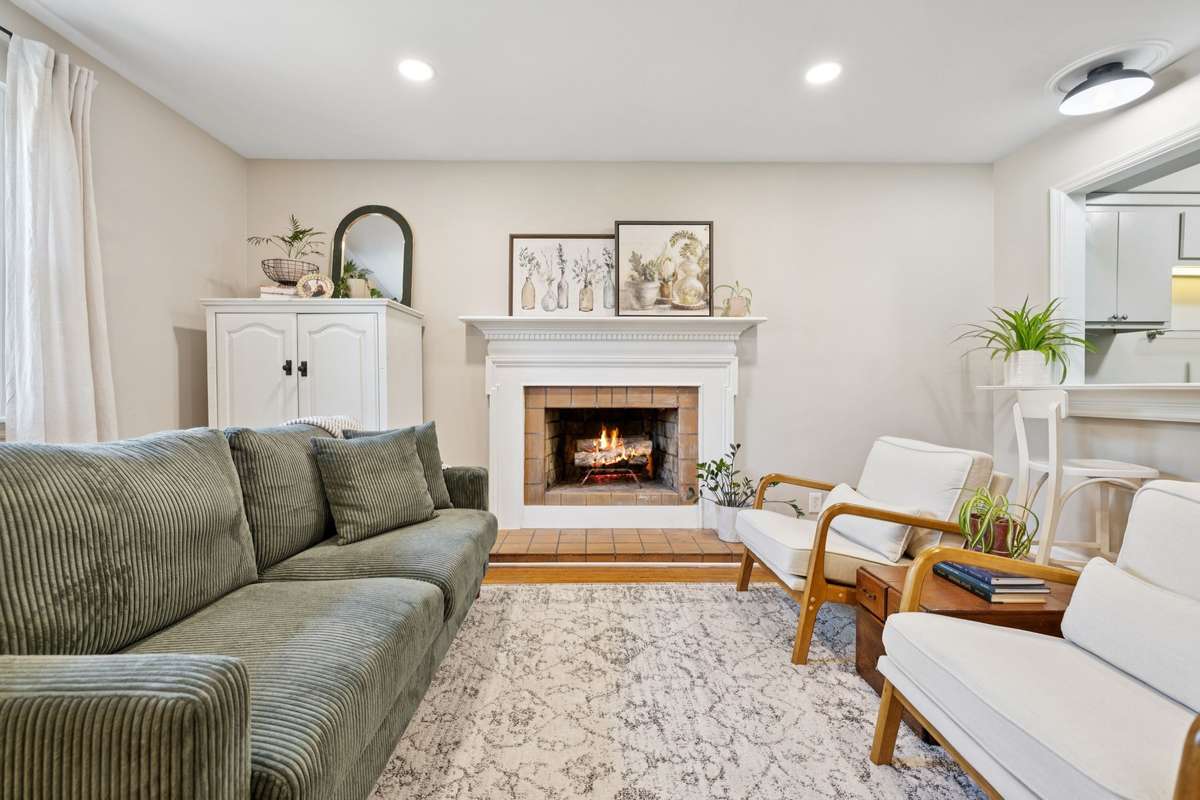 Fireplace virtually enhanced.