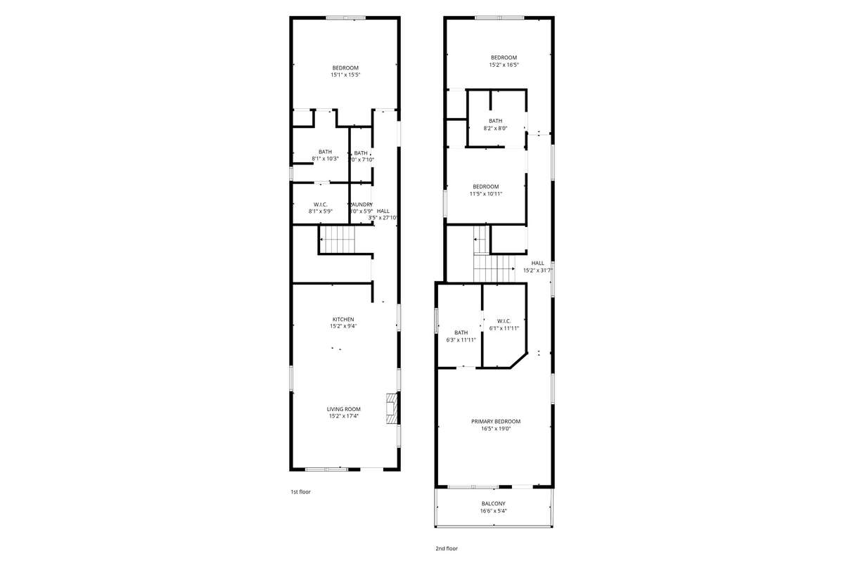 2D Floorplan of 1st and 2nd Floors