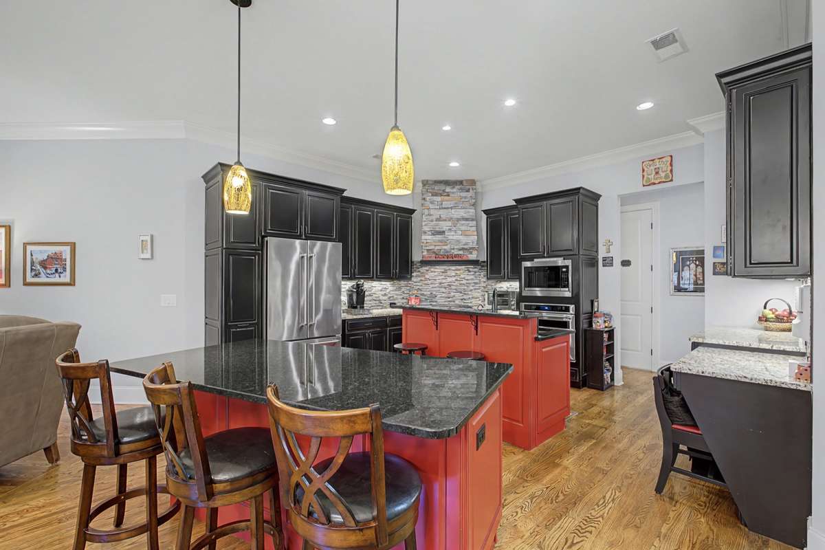 Spacious kitchen with double islands and separate working space